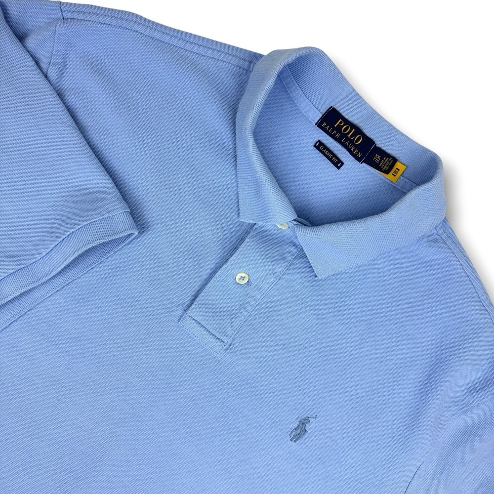 Ralph Lauren Polo Shirt Mens 2XL Pique Cotton Blue Pony Golf Preppy‎ Classic Fit